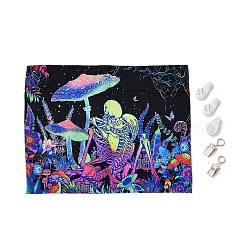 UV Reactive Blacklight Tapestry, Polyester Decorative Wall Tapestry, for Home Decoration, Rectangle, Skull Pattern, 950x750x0.5mm(HJEW-F015-01P)