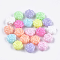 Opaque Acrylic Beads, Flower, Mixed Color, 10.5x10x5.5mm, Hole: 2mm, about 1515~1620pcs/500g(MACR-S296-75)