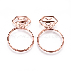 Iron Paper Clips, Diamond Ring, Rose Gold, 36x23.5x2mm(AJEW-WH0096-93RG)