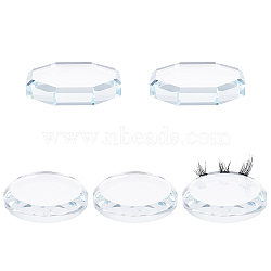Fingerinspire K9 Glass Eyelash Extension Pads, Grafting Eyelashes Tools, Flat Round & Hexagon, Clear, 5pcs/set(MRMJ-FG0001-08)