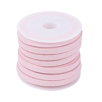 Faux Suede Cord, Faux Suede Lace, Pink, 5x1.5mm, about 5.46 yards(5m)/roll, 25rolls/bag