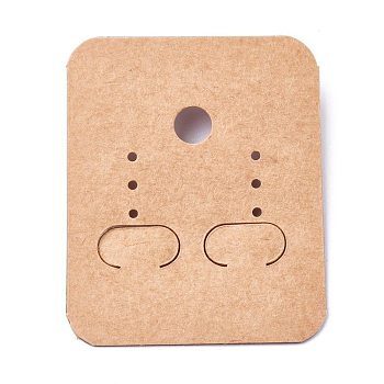 Kraft Paper and Plastic Jewelry Display Cards, with Plastic Back, for Hanging Earring Display, Rectangle, BurlyWood, 49x40x5mm, Hole: 1.4mm and 6mm, 100sheets/bag