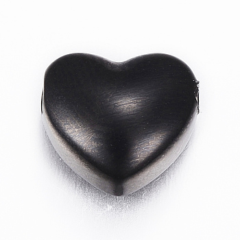 304 Stainless Steel Beads, Heart, Electrophoresis Black, 9x10x5.5mm, Hole: 2mm