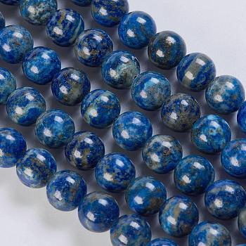 Natural Lapis Lazuli Beads Strands, Round, 10mm, Hole: 1mm, about 39pcs/strand, 15.5 inch