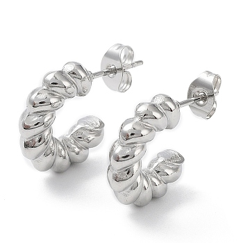 304 Stainless Steel Ring Hoop Earrings, Half Hoop Earrings, Stainless Steel Color, 15x4mm