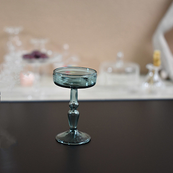 Mini Glass Cup, Micro Landscape Dollhouse Accessories, Pretending Prop Decorations, Teal, 30x50mm