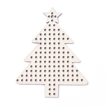 Unfinished Wooden Embellishments, Laser Cut Wood Shapes, Natural Poplar Wood Big Pendants, Undyed, with Hole, for Christmas, Christmas Tree, BurlyWood, 99x79x2.5mm, Hole: 2.5mm