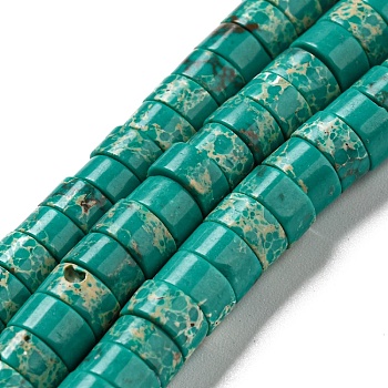 Synthetic Imperial Jasper Dyed Beads Strands, Disc, Heishi Beads, Dark Cyan, 6~6.5x3~3.5mm, Hole: 1.2mm, about 107pcs/strand, 14.88''~14.96''(37.8~38cm)