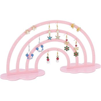Acrylic Earring Display Stands, Rainbow, Pink, 8.9x34x17.2cm, 3pcs/set