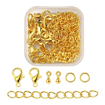 DIY End Chain Making Kit, Including Alloy Charms & Clasps, Iron Ends Chains & Jump Rings, Golden, 80pcs/box