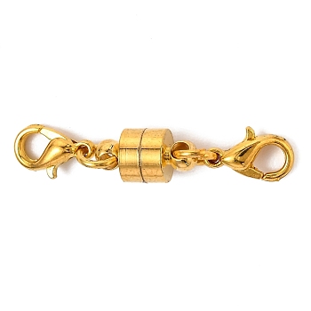 Brass Magnetic Clasps Converter, with Lobster Claw Clasps, Column, Golden, 33x6mm