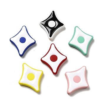 Opaque Acrylic Beads, with Enamel, Star, Mixed Color, 27.5x22.5x5mm, Hole: 1.6mm