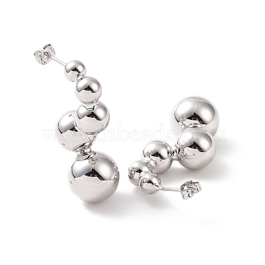 Brass Round Beaded Twist Stud Earrings for Women(EJEW-G332-05P)-2