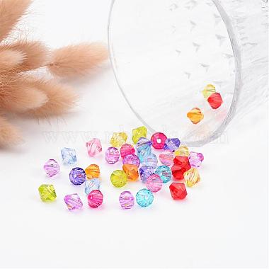Mixed Color Chunky Dyed Transparent Acrylic Faceted Bicone Spacer Beads for Kids Jewelry(X-DBB8mm)-3