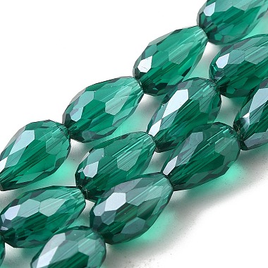 15mm Teal Drop Electroplate Glass Beads
