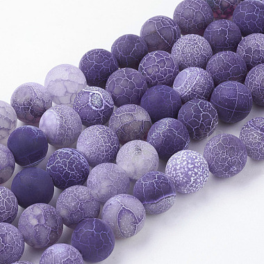 10mm Purple Round Crackle Agate Beads