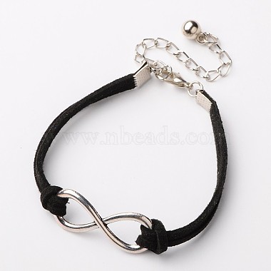 Black Faux Suede Cord+Alloy Bracelets