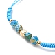 Natural Agate & Brass Clover Beaded Cord Bracelet(BJEW-JB08366)-5