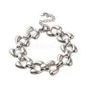 304 Stainless Steel Teardrop Link Chain Bracelets, Stainless Steel Color, 6-1/4 inch(16cm)(BJEW-Q776-05P)