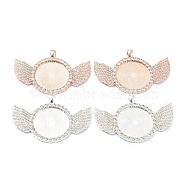 Alloy Pendant Cabochon Setting, with Crystal Rhinestone, Flat Round with Wing, Mixed Color, Tray: 30mm, 46.5x68.5x4mm, Hole: 5x4mm(ALRI-XCP0001-09)