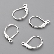 Brass Leverback Earring Findings, with Horizontal Loop, 925 Sterling Silver Plated, 15.6x10x2mm, Hole: 1.4mm, Pin: 0.8mm(X-KK-O131-09S)