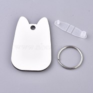 DIY Sublimation Double-Sided Blank MDF Keychains, with Cat Shape Wooden Hard Board Pendants and Iron Split Key Rings, White, 81x40mm(KEYC-WH0016-31)