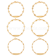Unicraftale 3Pcs 3 Style 304 Stainless Steel Oval Link Bracelets Set for Women, Mushroom & Flat Round & Heart Link Bracelets, Golden, 6-1/8~6-3/4 inch(15.5~17cm), 1pc/style(BJEW-UN0001-24)