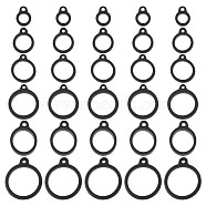 60Pcs 6 Style Anti-Lost Silicone Rings Holder, Loops Band Carring Holder for Pen Device Office, Black, 16~35x12~30x6~8mm, Hole: 1.8~3.5mm, 10pcs/style(SIL-DR0001-04)