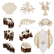 100Pcs 5 Styles Unfinished Wooden Cutouts, for Menu Recipe Ocean Animal Series, Mixed Shapes, 2.9~5.8x2.8~5.9x0.3cm, 20pcs/style(WOOD-OC0002-87)