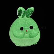 Luminous Resin Rabbit Ornament, Glow in the Dark Minifigure Cartoon Bunny Display Decoration, Pink, 21x18x19mm(CRES-M020-03E)