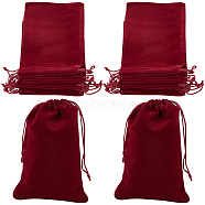 20Pcs Rectangle Velvet Drawstring Pouches, Candy Gift Bags Christmas Party Wedding Favors Bags, Dark Red, 15x10cm(TP-BBC0001-03A-01)