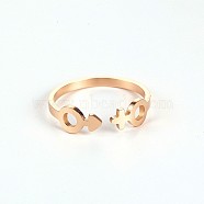 Stylish Adjustable Stainless Steel Gender Symbol Cuff Rings for Women, Minimalist Fashion Hand Jewelry, Rose Gold, show in picture(CD3807-16)