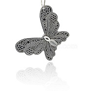 Tibetan Style Alloy Butterfly Large Pendants for Necklace Design, Antique Silver, 60.5x41x1.3mm, Hole: 2mm(TIBEP-M001-17)