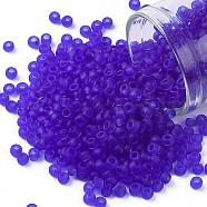 TOHO Round Seed Beads, Japanese Seed Beads, (942F) Sapphire Transparent Matte, 8/0, 3mm, Hole: 1mm, about 222pcs/10g(X-SEED-TR08-0942F)