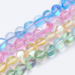 Synthetic Moonstone Beads Strands, Holographic Beads, Dyed, Round, Mixed Color, 6mm, Hole: 0.5mm, 65pcs/strand, 15.7 inch(G-S283-6mm-M1)