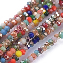 Electroplate Transparent Glass Beads Strands, Faceted, Rondelle, Mixed Color, 2.5x1mm, Hole: 0.5mm, about 185~190pcs/strand, 13 inch(33cm)(GLAA-F079-M01)