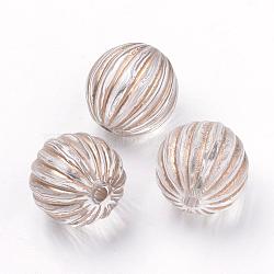 Plating Transparent Acrylic Beads, Golden Metal Enlaced, Corrugated Round, Clear, 16mm, Hole: 2mm, about 200pcs/500g(PACR-Q115-60-16mm)