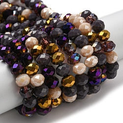 Glass Beads Strands, Faceted, Rondelle, Purple, 8x6mm, Hole: 1mm, about 65~68pcs/strand, 15.7~16.1 inch(40~41cm)(EGLA-A034-M8mm-13)