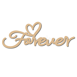 Word Forever Laser Cut Unfinished Basswood Wall Decoration, for Kids Painting Craft, Home Decoration, Heart Pattern, 12x30x0.05cm(WOOD-WH0113-099)