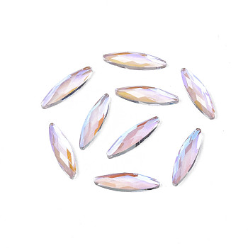 Glass Rhinestone Cabochons, Nail Art Decoration Accessories, Faceted, Horse Eye, Lilac, 11x3x1.5mm