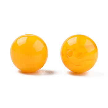 Resin Beads, Imitation Gemstone, Round, Orange, 12x11.5mm, Hole: 1.5~3mm