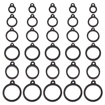 60Pcs 6 Style Anti-Lost Silicone Rings Holder, Loops Band Carring Holder for Pen Device Office, Black, 16~35x12~30x6~8mm, Hole: 1.8~3.5mm, 10pcs/style
