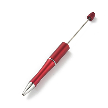 ABS Plastic Ball-Point Pen, Beadable Pen, with Iron Findings, for DIY Personalized Pen with Jewelry Beads, Dark Red, 148x12mm