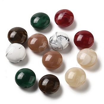 Opaque Acrylic Beads, Round, Mixed Color, 16.5x9.5mm, Hole: 2mm, about 326pcs/500g