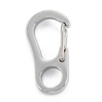 304 Stainless Steel Push Gate Snap Keychain Clasp Findings, Stainless Steel Color, 21x11x5mm, Hole: 5mm