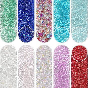 Bubble Beads, DIY 3D Nail Art Decoration Mini Glass Beads, Tiny Caviar Nail Beads, Mixed Color, 0.4~3mm, 10colors, 20g/color, 200g/box