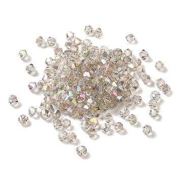 Transparent Glass Beads, Faceted, Bicone, Thistle, 3.5x3.5x3mm, Hole: 0.8mm, 720pcs/bag. 