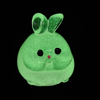 Luminous Resin Rabbit Ornament, Glow in the Dark Minifigure Cartoon Bunny Display Decoration, Pink, 21x18x19mm
