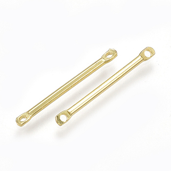 Brass Links connectors, Real 18K Gold Plated, 20x2x1.5mm, Hole: 1mm