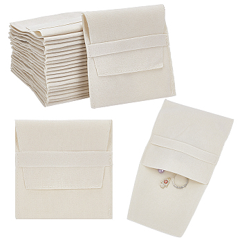 Double-Sided Faux Suede Jewelry Flap Pouches, Folding Envelope Bag for Earrings, Bracelets, Necklaces Packaging, Old Lace, 9.7x9.4cm